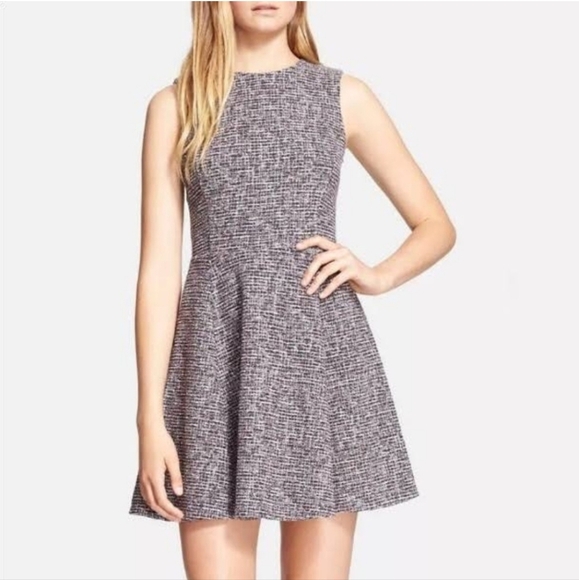 Theory Navy & Red Fit & Flare Sleeveless Tweed Mini DressSize 6 Women's - Picture 1 of 12